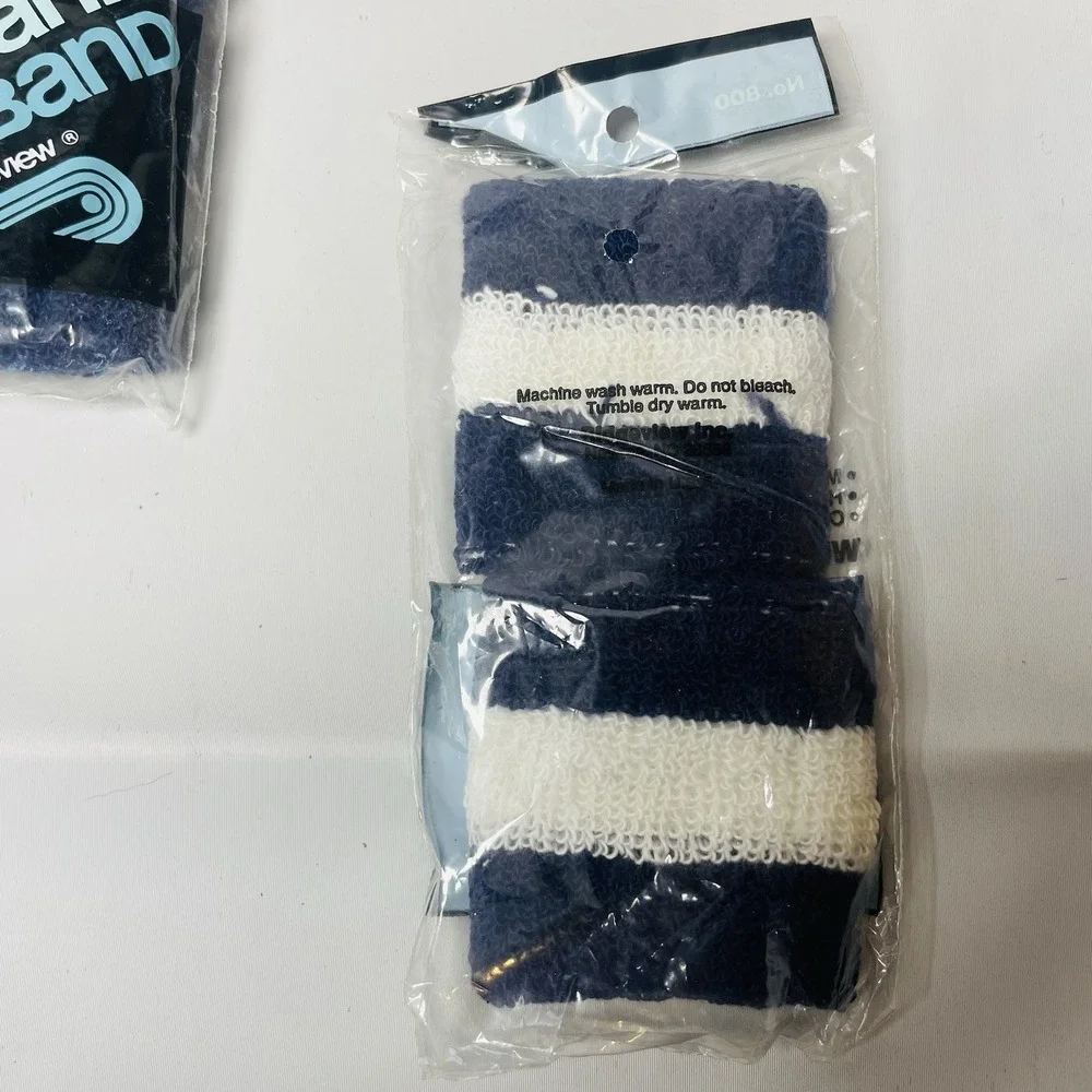 Navy & White Striped Wrist Bands Lot of‎ 5 Pkgs 10 Total Ridgeview Cotton USA